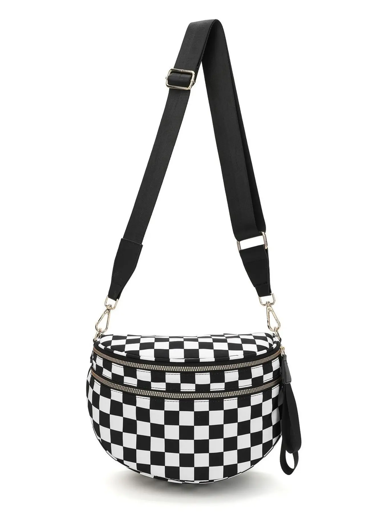 1pc Checkerboard Crossbody Waist Bag, Checkered Bum Bag, Chest Bag, Crossbody Belt Bags for Women & Men, Large Capacity Multi-Pocket Design, Dual Zipper Fanny Pack with Adjustable Strap, Lightweight for Travel, Daily Use, Holiday Gift