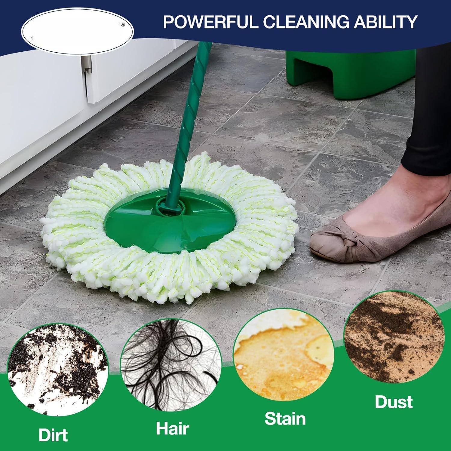 3 Pack Mop  Replacement for Libman Tornado, Spin Mop Replacement  ONLY Compatible with Libman, Easy to Replace, Machine Washable, Green and White (NOT for Old Version)