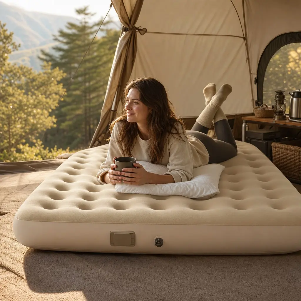 Automatic Inflatable Mattress, One-Touch Inflate/deflate, Includes 2 Pillows, Outdoor Camping Gear, Ideal for Hiking and Travel, Portable Airbed