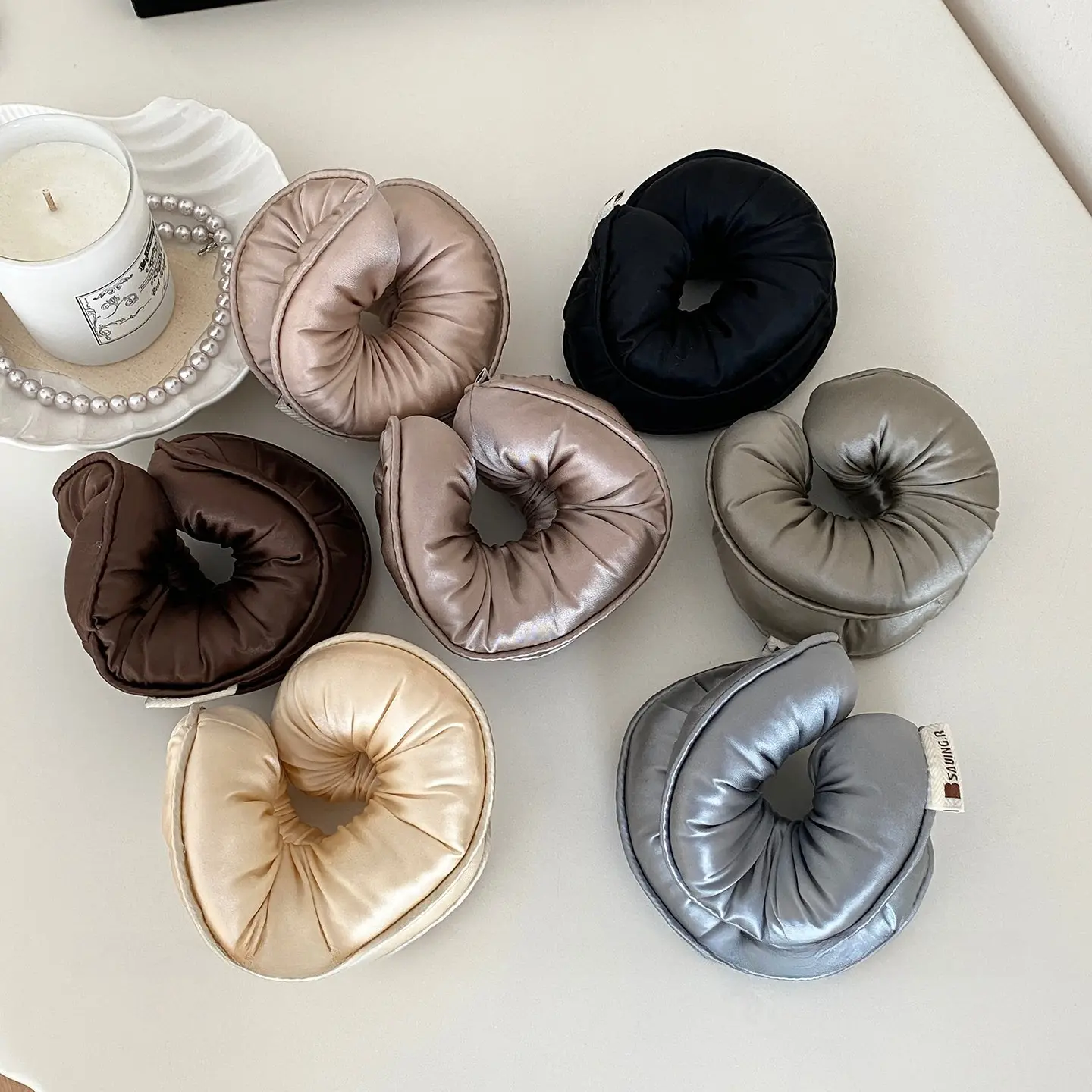 Women's Hair Accessories Scrunchies - 5/7Pcs Solid Color Satin Hair Ties, Soft No-Crease Cotton Sponge Ponytail Holders, Sleep-Safe Curling Bands for Daily Use (Sports & Outdoor Protective Gear Accessories for Women)