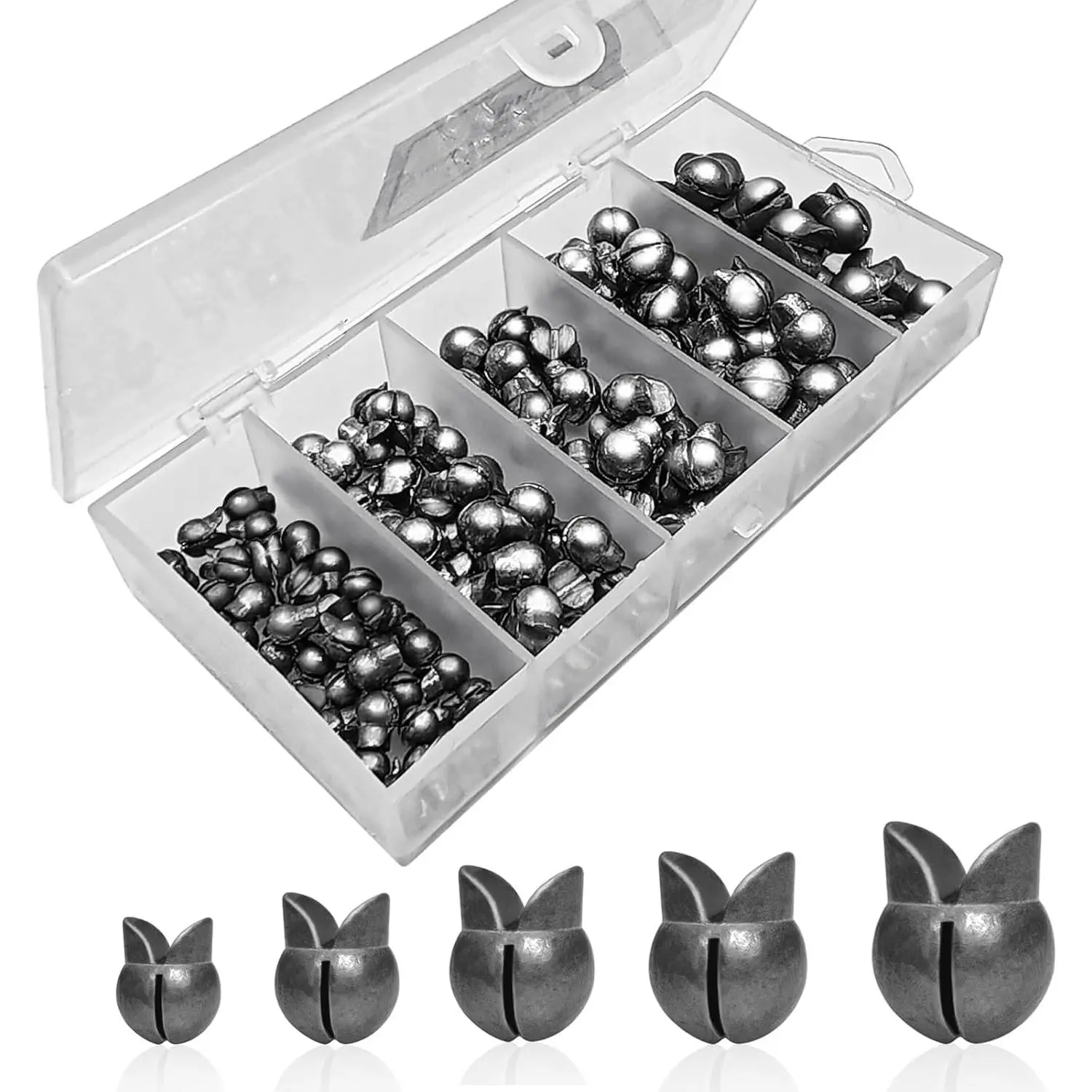 Split Shot Fishing Weights, Removable Sinkers 120/200PCS, 5/6 Sizes