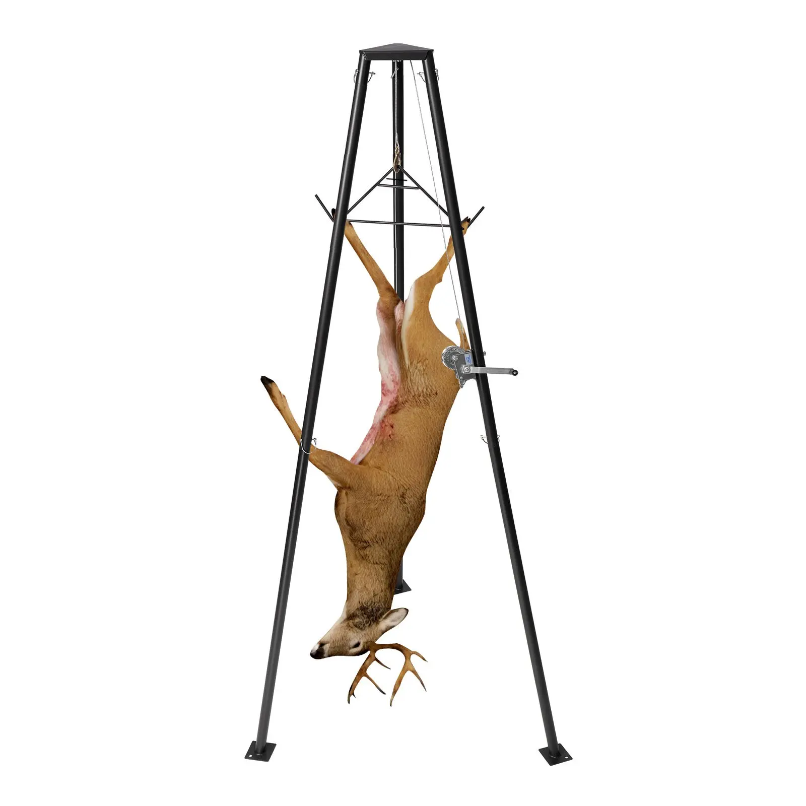 VEVOR Tripod Deer Hoist, 500 lbs Load Capacity, Hunting Game Hoist Winch Lift with Gambrel Manual Winch, Hunting Game Skinning and Cleaning Accessory for Cleaning, Skinning, and Moving, Black