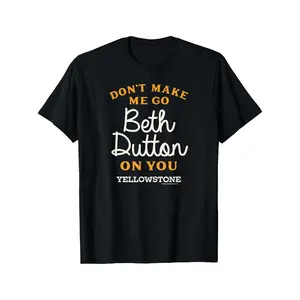 Men's Yellowstone "Don't Make Me Go Beth Dutton" Short-Sleeve  Round Neck Casual Oversize Lightweight Double-Print Menswear T-Shirt, Plus Size L-5XL, Y2K Outfit Tee