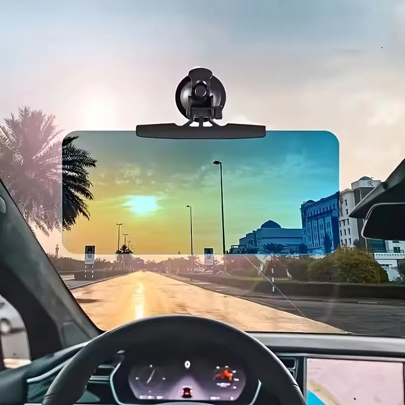 Suction Cup Car Windshield Sun Visor, 32cm Day‑Night Dual‑use Anti‑Glare Driving Shield, 360° Adjustable Angle UV Sunlight Blocker, Anti‑High‑Beam‑Glare Driving Accessory for Sedan, SUV, Truck, EV