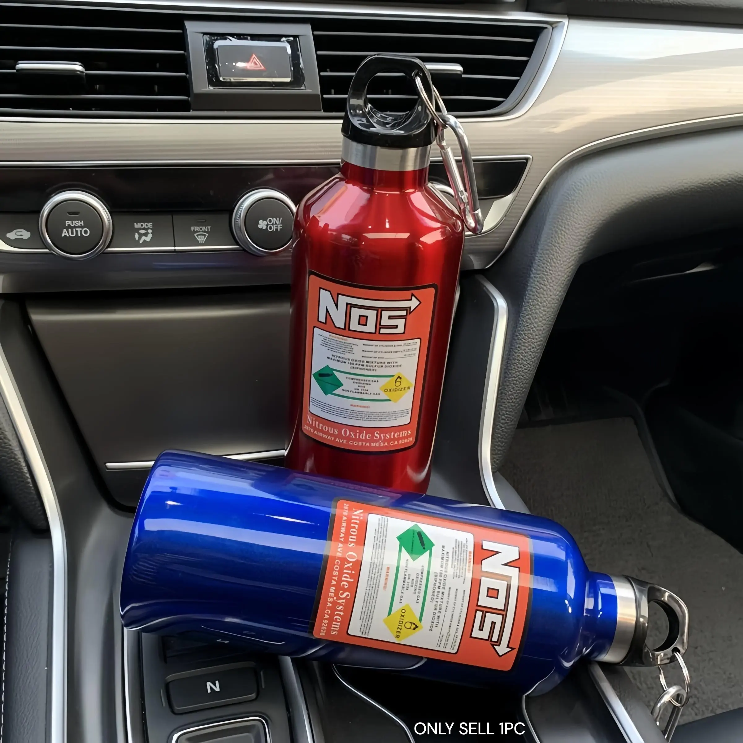 【Black Friday】500ml NOS-Style Stainless Steel Water Bottle, Portable Metal Drink Bottle with Clip, Novelty Gift for Car Enthusiasts, Drink Flask