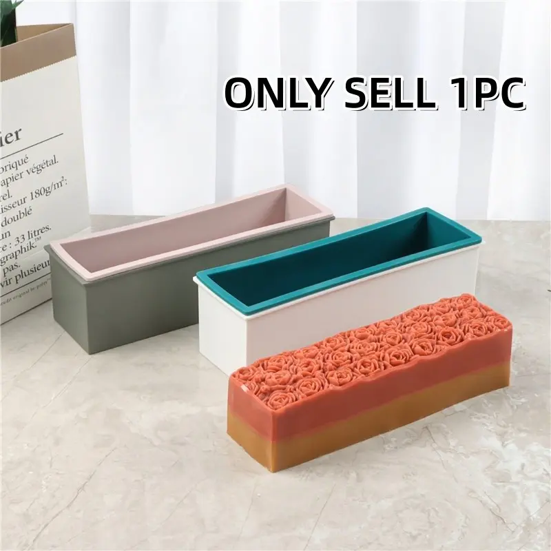 1PC Soap Mold with Plastic Box, Flexible Silicone Rectangular Mold 42oz, Swirl Making Tool for DIY Soap, Handmade Candles, Resin Casting