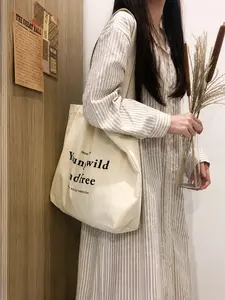 1 item in a Korean-style, retro, minimalist, and artistic design!Women's zipper bag made of canvas, featuring a large capacity design – a practical accessory suitable for various shopping occasions.