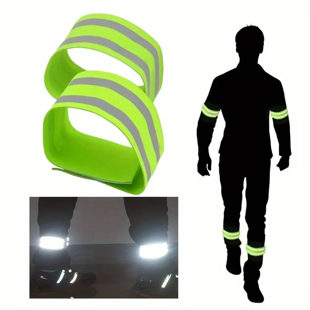 Reflective Armband Leg Bands, Adjustable High Visibility Wrist Ankle Straps, Night Safety Bands for Running Cycling Walking, Adjustable Wristband