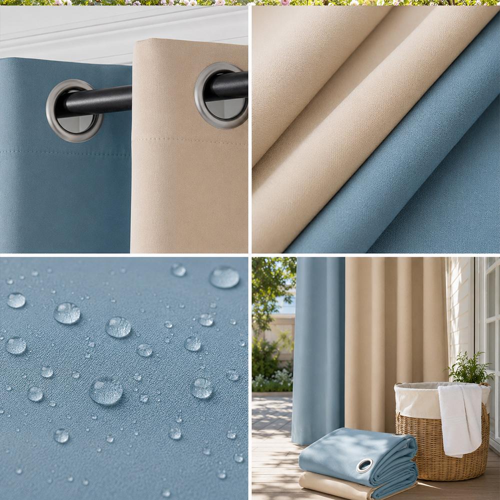 Snooztex Modern Polyester Flat-Woven Sun-Shade Color Block Curtains - Multi-Size, Indoor/Outdoor, Patio Area & Home Decoration Use
