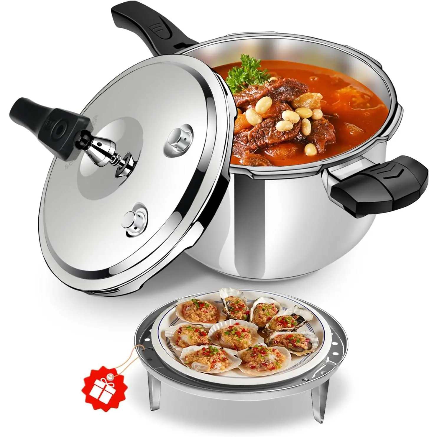 3 Quart Premium Stainless Steel Pressure Cooker Food-Grade Mini Induction Compatible Safe & Durable Small Pressure Cooker for 2-3 People