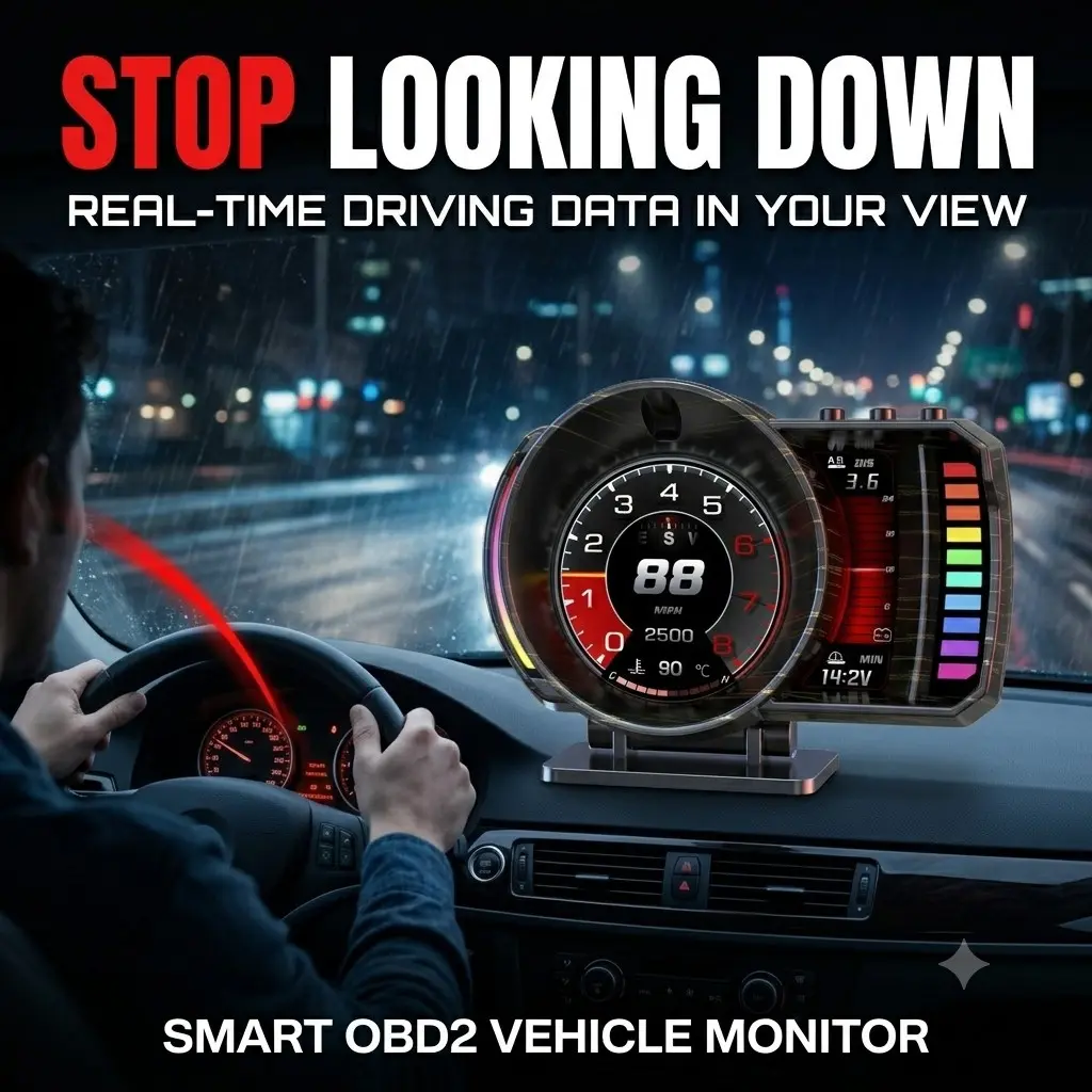 Smart OBD2 HUD Display Digital Speedometer With RPM Voltage Temperature Monitor For Daily Drivers