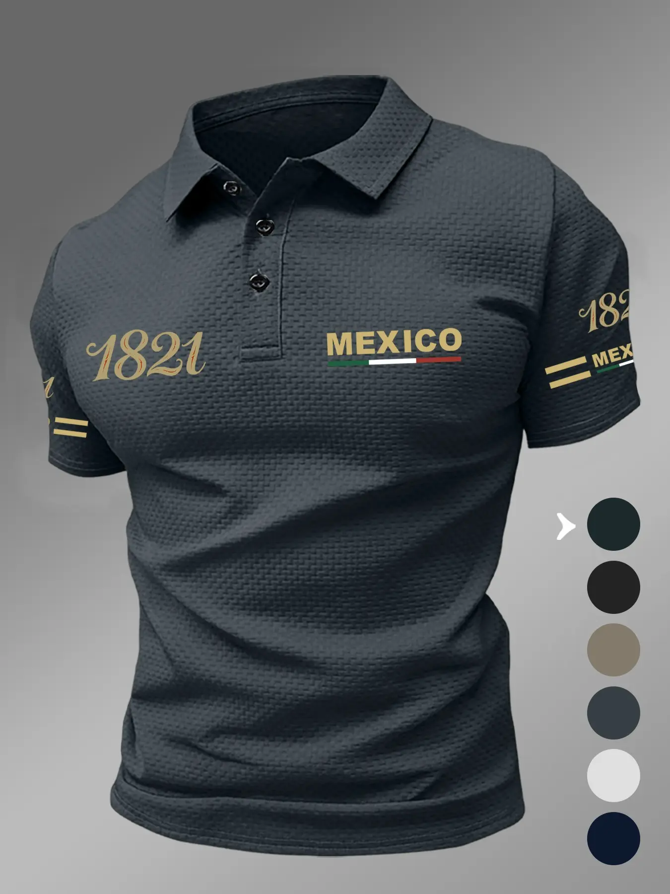 Men's Summer Mexican Striped Print Casual Polo Shirt, Soft Stretch Stain-Resistant Fabric, Comfortable Daily Wear, Outdoor Activities, Festive Events