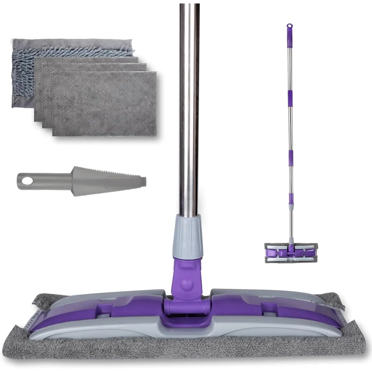 Microfiber Mops for Floor Cleaning ,Wet Dry Flat Mop with Stainless Steel Telescopic Handle,4  Mop Pads , Dust Mop for Hardwood Floors ,,Laminate,Tile,Hardwoods Cleaning ()