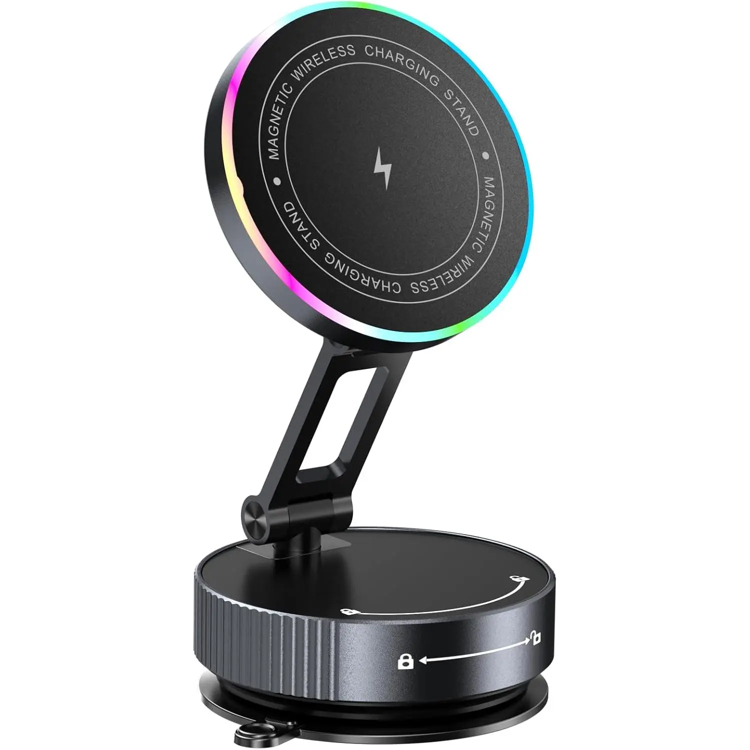 15W  MagSafe  Mount Charger,    Phone Holder with Vacuum Suction, 720° Adjustable for  17/16/15/14/13/12 & Android