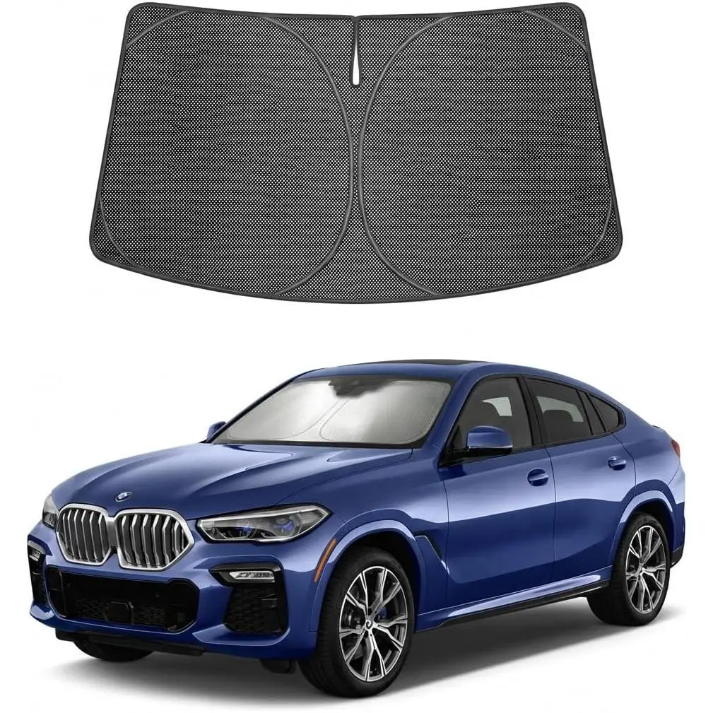 Proadsy Windshield Sun Shade Custom Fit BMW X6 2020-2026 Ice Crystal Black Front Window Sunshade UV and Heat Blocker Foldable Visor Keeps Car Cooler for Summer Parking and Daily Use