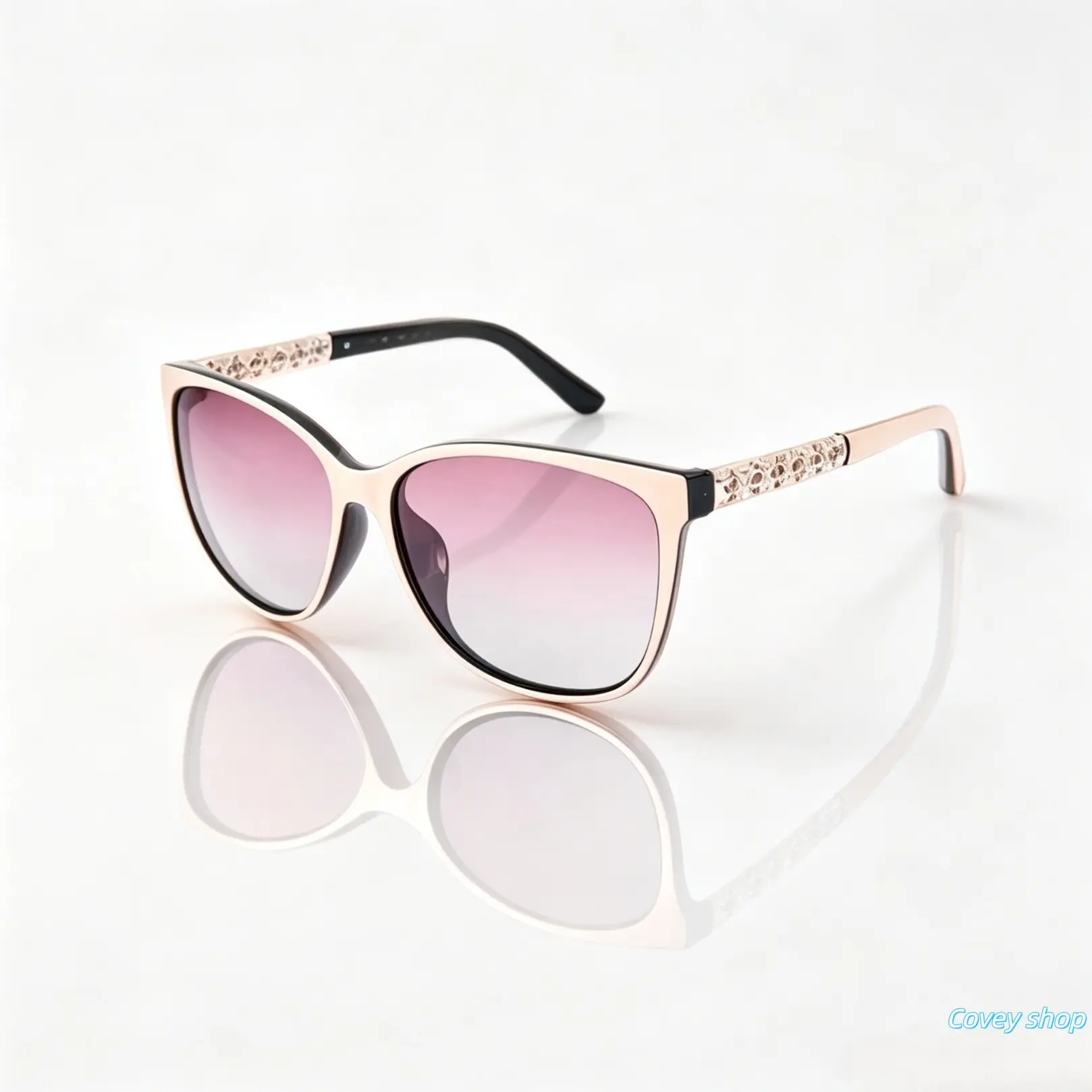 Women Cat Eye Sunglasses With Rhinestone Temples, Gradient Ombre Tinted Lens Eyewear, Lightweight Metal Frame Shades, Fashion Accessory For Daily Wear, Travel And Outdoor Activities