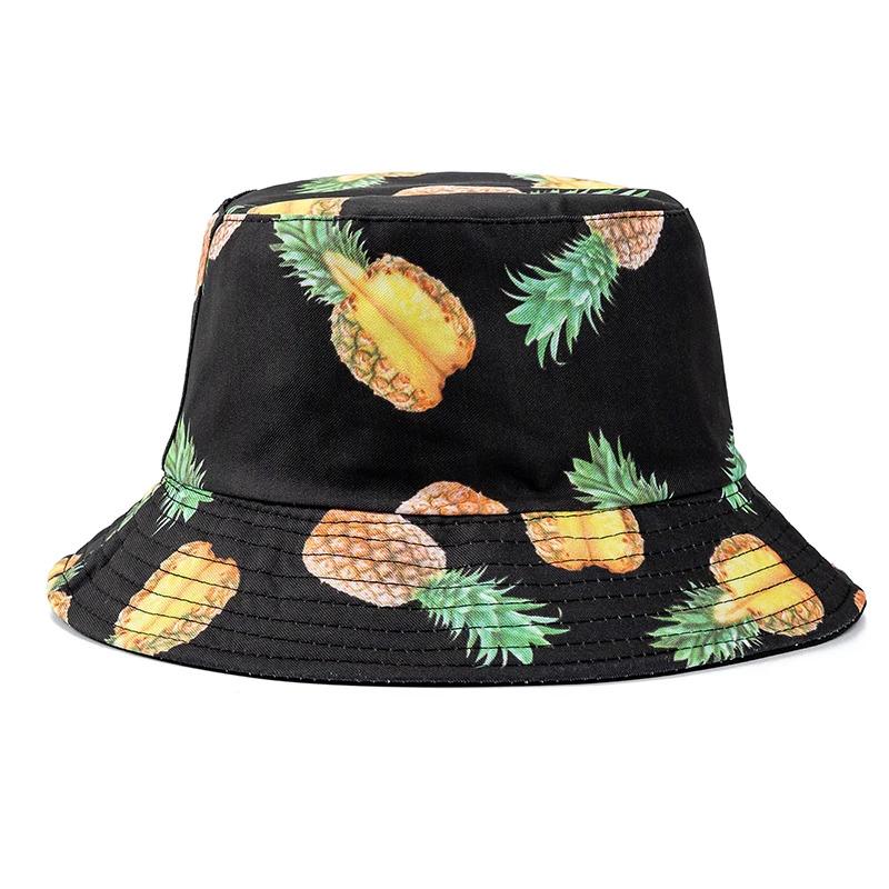 Unisex Bucket Cap Fruit Printing Hats Summer Double-sided Wear Man Women Cap Outdoor Sun Hat Classic Casual Panama Bucket Hat