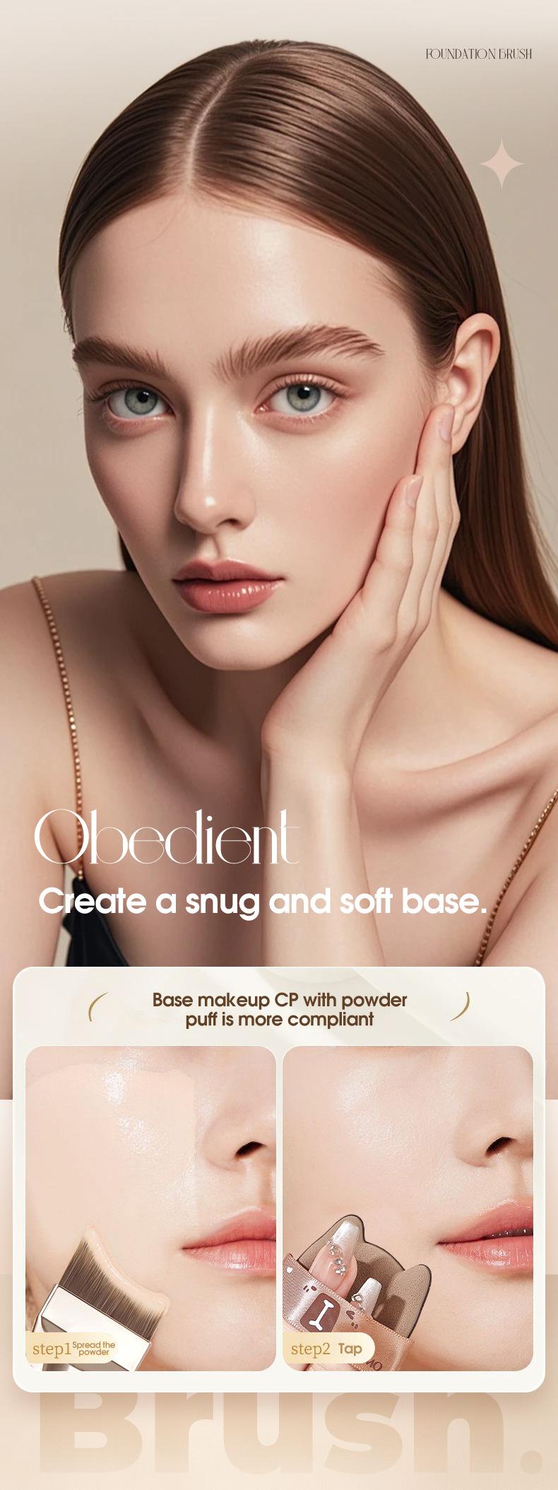 New popular seamless crescent foundation brush, non-absorbent foundation concealer brush, flat-head liquid foundation makeup brush