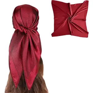 35 Inch Head Scarf for Women Jacquard Satin Scarf Hair for Hair Wrapping at Night Bandana Square Scarf for Sleeping