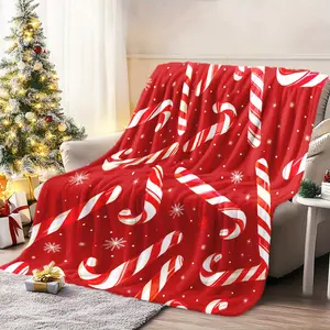 Cozy Candy Cane Christmas Flannel Blanket - Soft, Warm Throw For Naps, Camping & Travel | Perfect Holiday Gift For Friends & Family