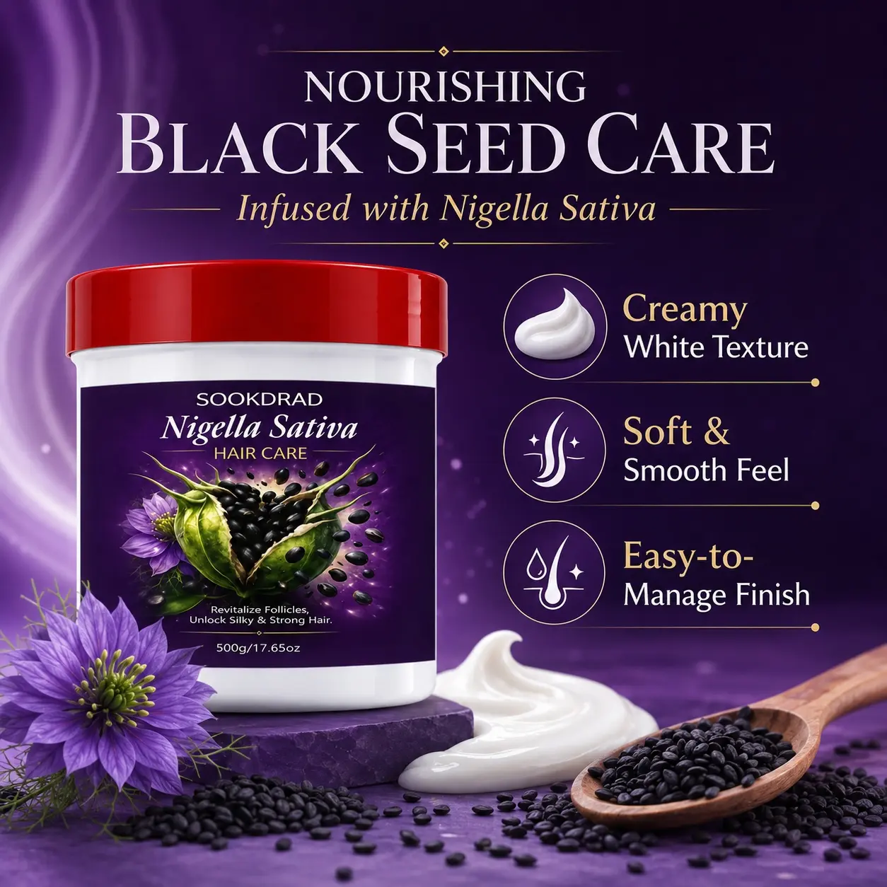 Nigella Sativa Hair Care, Revitalize Follicles, Silky Strong Hair, 500g