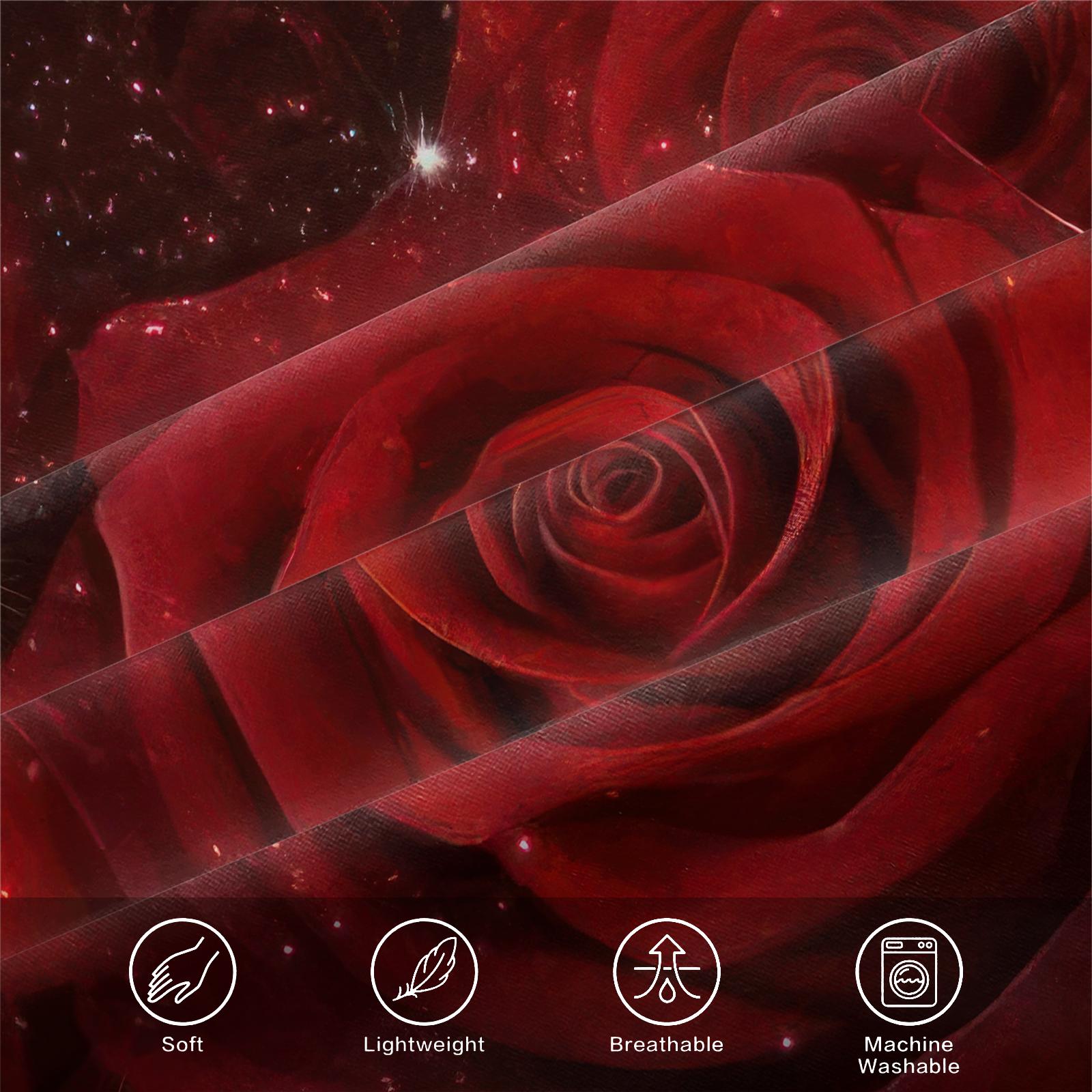 Rose Pattern Bedding Set, Soft Comfortable Sheets & Pillowcases, Bedroom Decor, Includes Fitted Sheet, Flat Sheet, 1/2 Pillowcase