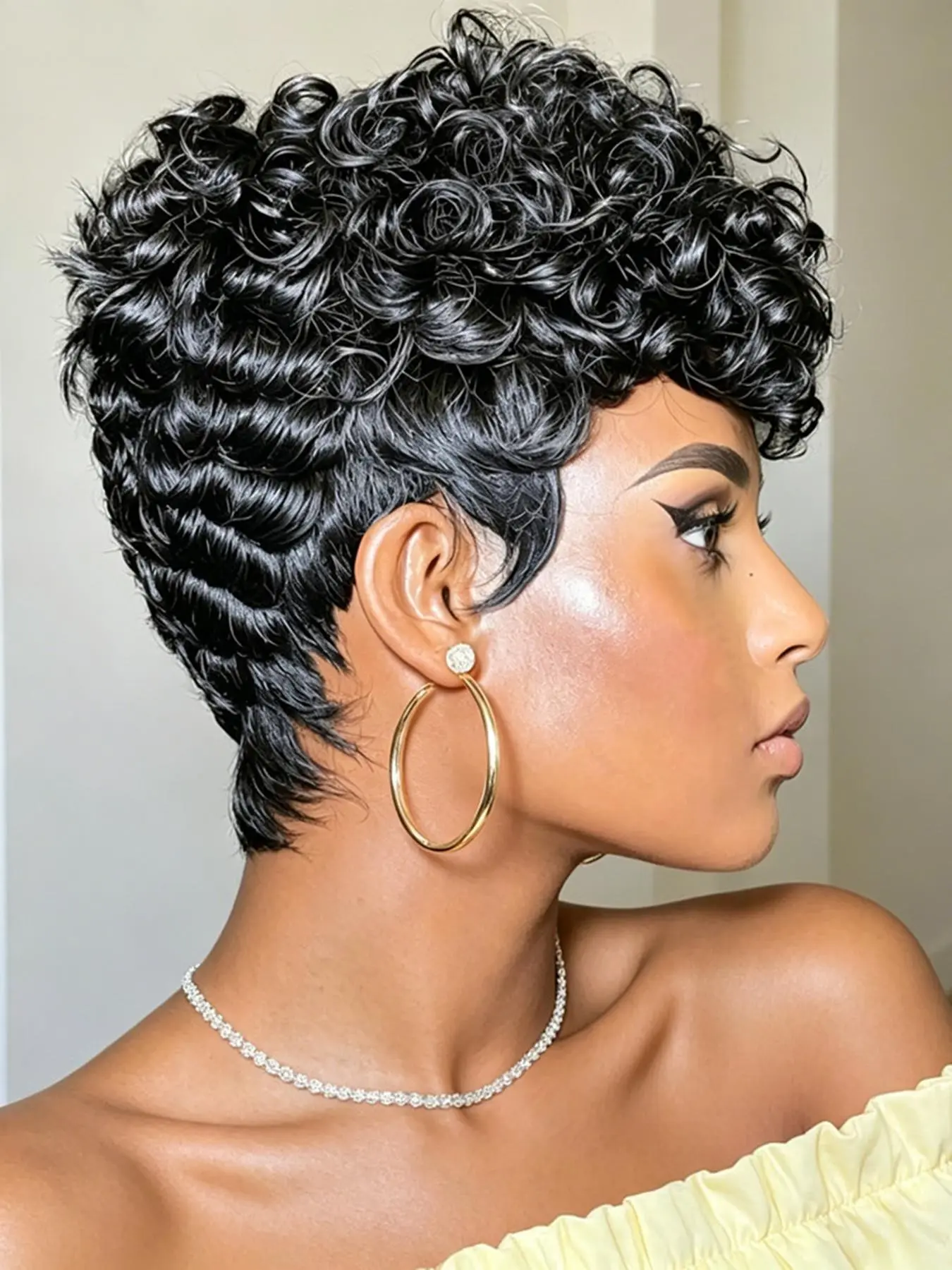 99j Pixie Cut Wig, Human Hair Short Curly Wig, Wig for Women, Daily Party Cosplay Use, Human Hair Pixie Wig
