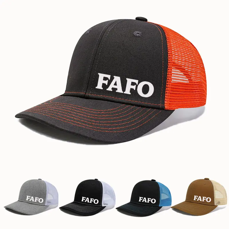 Nestoniyun FAFO Printed Trucker Hat for Men Women, Adjustable Mesh Back Snapback Baseball Cap, Vintage Casual Outdoor Summer Trucker Caps