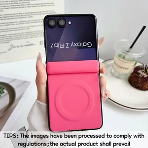 Magnetic Center Axis & Morandi Solid Color Leather Texture Phone Case, optional magnetic support for wireless charging, compatible with Samsung Galaxy Z Flip 5/6/7FE/7/8, minimalist style, hinge protection fashionable protective case, phone protection