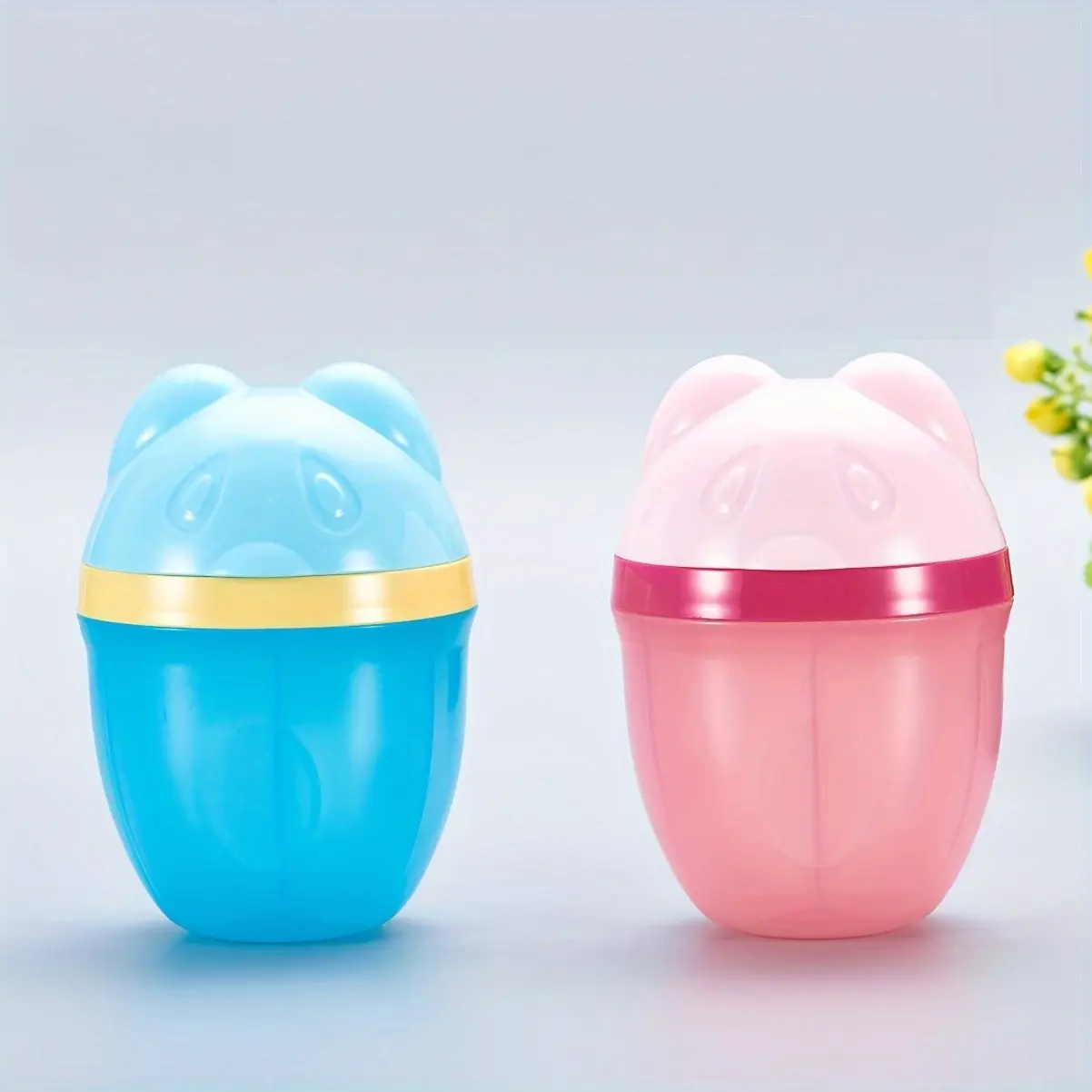 2pcs 3-Compartment Rotating Milk Powder Box, Cartoon Mini Portable Snack Dispenser, Storage Container for Travel, Compact Design