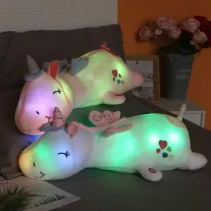 60CM Glowing Luminous Unicorn Plush Baby Stuffed Toys Lighting Stuffed Lovely Giant Cartoon Toy Christmas Gifts for Kids