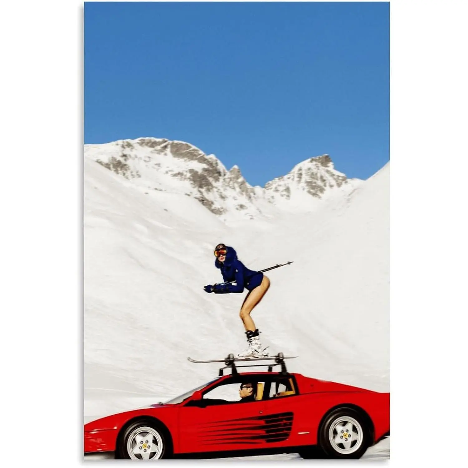 Unframed 12x18inch(30x45cm) New Kroey Apres Ski Snowy Mountain Poster - Vintage Ski Canvas Wall Art Print, Artistic Artwork for Modern Family Home Decoration, Ideal Home Decor Gift
