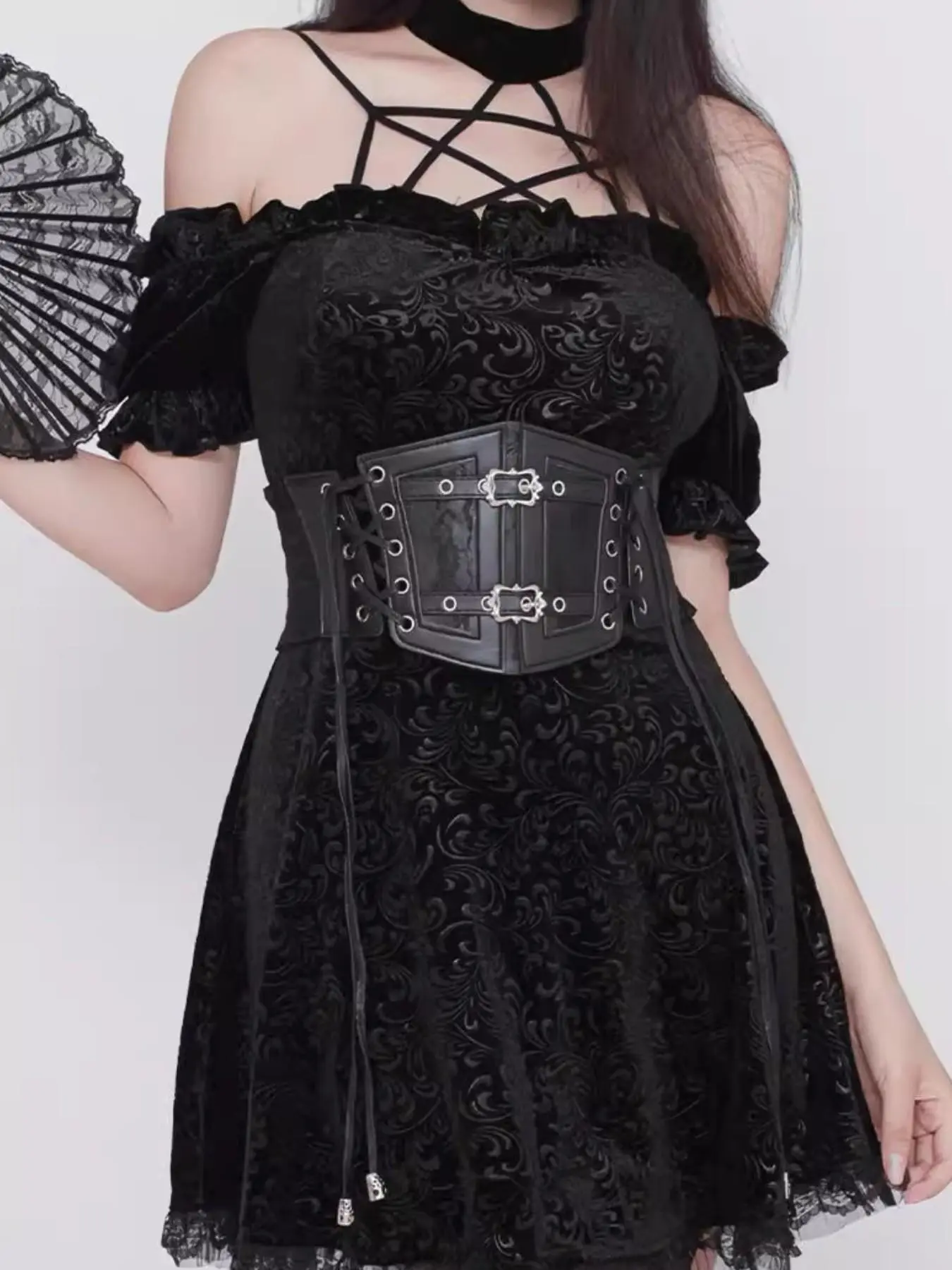 Lace Cutout Fringe Belt for Women, Gothic Corset Waist Trainer, Y2K Belt for Dress, Casual Party Accessory, Fall Fashion