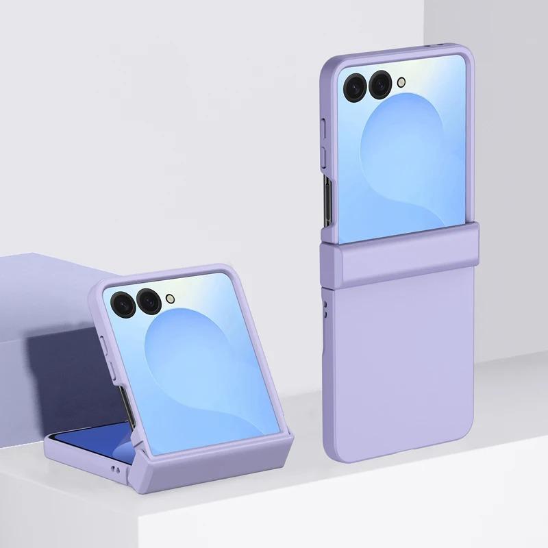 Fin Hinge Protective Solid Color Shockproof Folding Phone Case For Samsung Z Flip 7 6 5 4 3 ZFlip7 Flip6 Flip5 5G Hard PC Slim Cover
