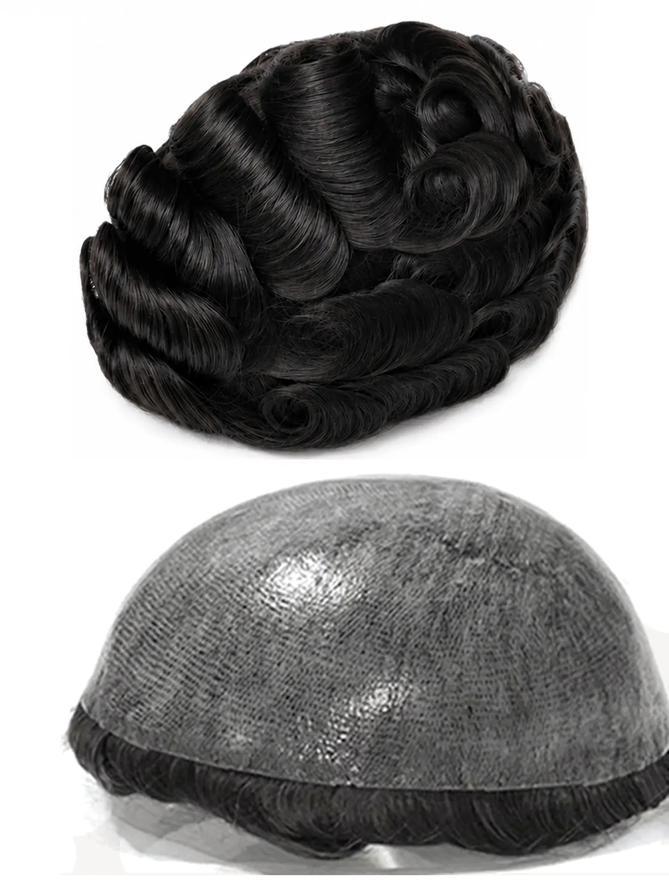 Men's Toupee Wig Full PU Human Hair, 30mm Wave with Natural Hairline, Human Hair, Breathable Male PU Toupee Hair System, Comfortable Human Hair for Baldness & Hair Loss, Comfortable & Durable