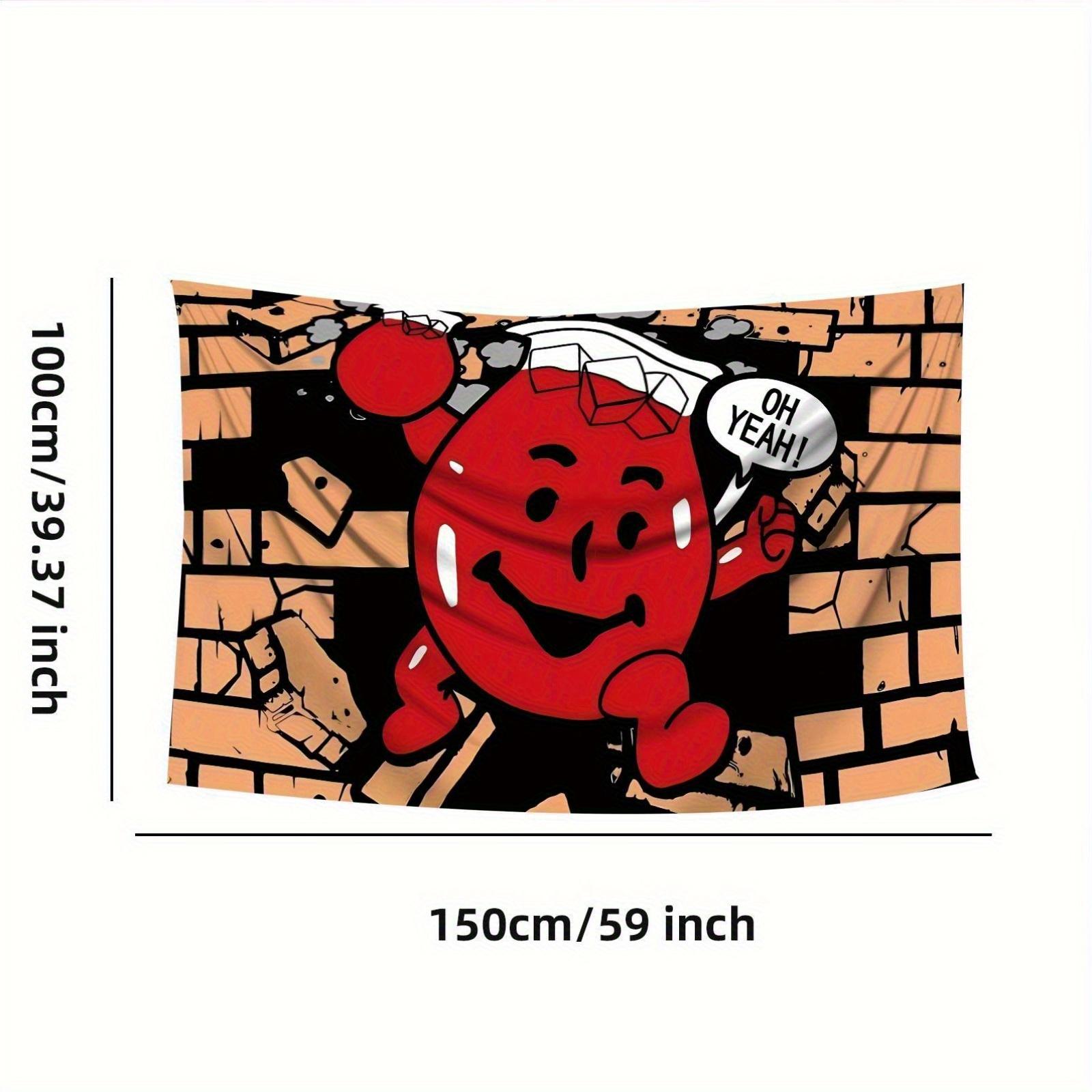 1pc Funny Red Gummy Bear Tapestry Art - Large Wall Hanging with "Oh Yeah!" Design, Vibrant Polyester Fabric, Multiple Sizes (23.6x35.4 Inch) for Bedroom, Living Room, Dorm Decor - Perfect Gift for Gummy Bear Fans, Bear Decor, Home Decoration, Dynamic Artw