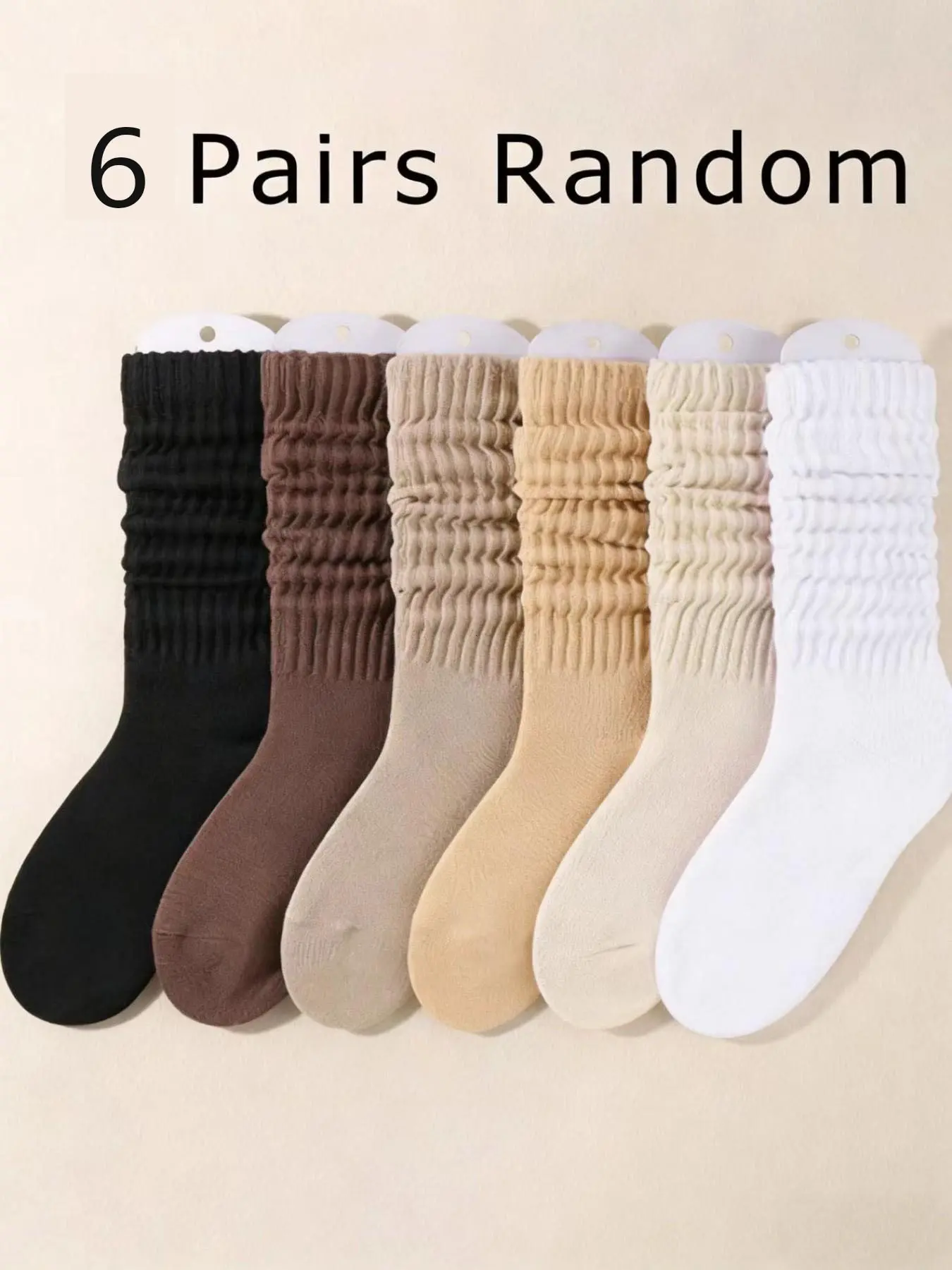 6 Pairs Simple Style Crew Socks, Comfortable and Versatile, Casual Wear, Perfect for Everyday Use, Stylish and Practical Footwear