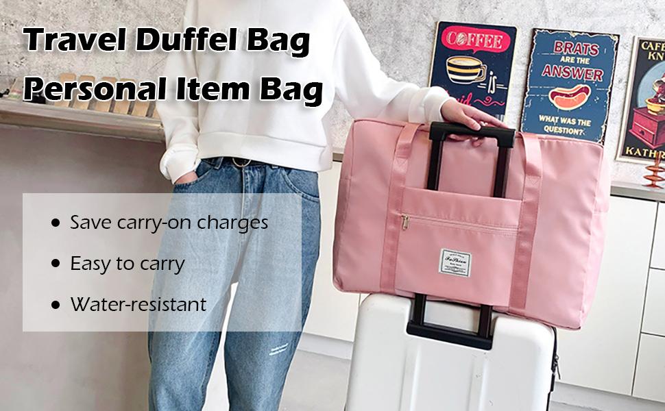 Travel Duffel Bag, for Spirit Airlines Personal Item Bag Frontier Airlines Carry on Luggage Bag, Weekender Bag for Women and Men (A-Pink)