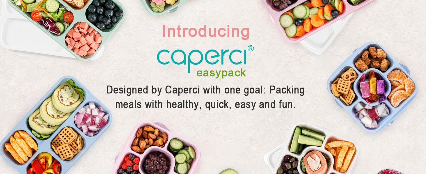 5-Pack Lunchable Container Set for Kids & Adults - Reusable Bento Snack Box Containers with 5-Compartment for Food Storage & Meal Prep, Wheat Straw, BPA-Free (Dark & Clear Lids)