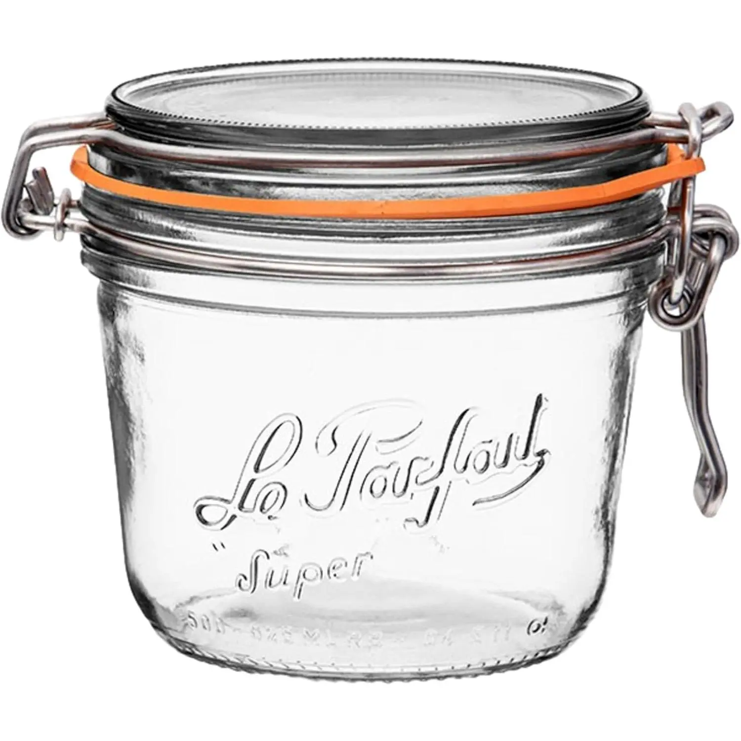 500ml (16oz) Terrine-Shape Glass Canning Jar with Wire Bail Lid & Airtight Seal, 1PK Reusable Kitchen Containers for Preserves & Pantry Storage, Made in France, 500Ml (Single)