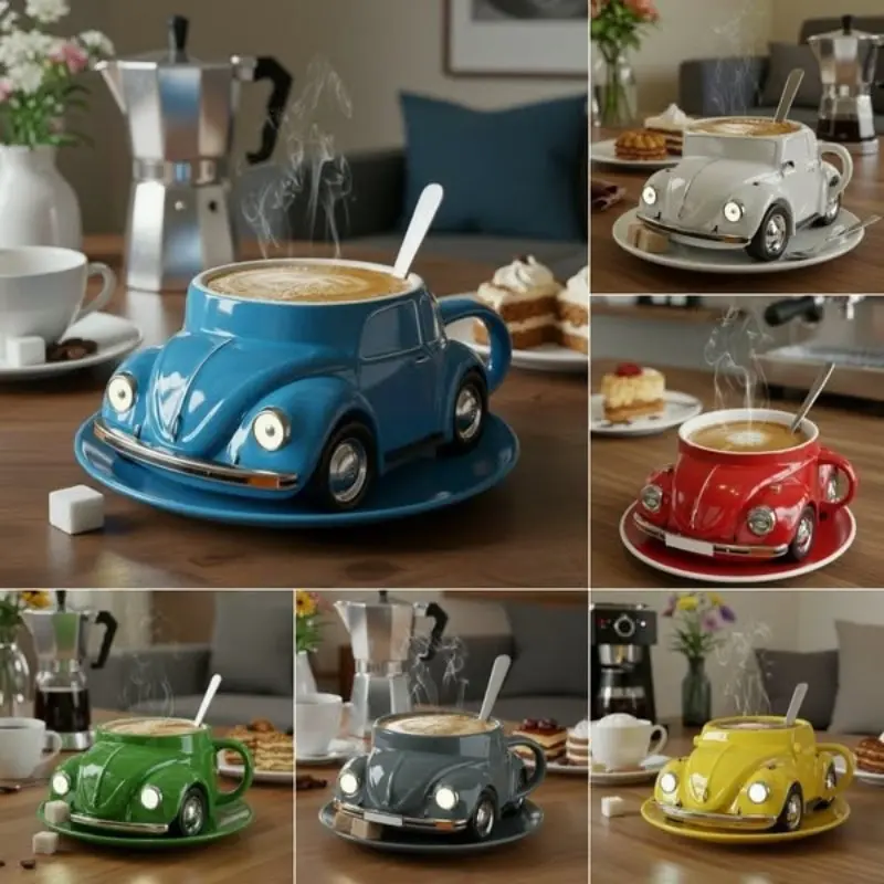 New Beetle Cup 304 Stainless Steel Core Resin Crafts Beetle Creative Mug Ideal Gift for Father's Day