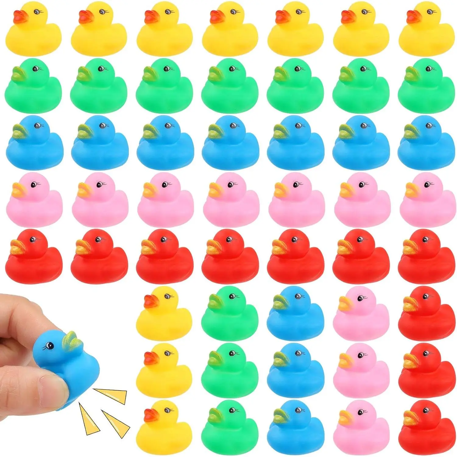 50 Pcs Rubber Ducks Bath Toy, Multicolor Mini Rubber Duck Bulk Float Duck Baby Bath Toy, Shower Birthday Party Christmas Favors Gift (5 Colors)
