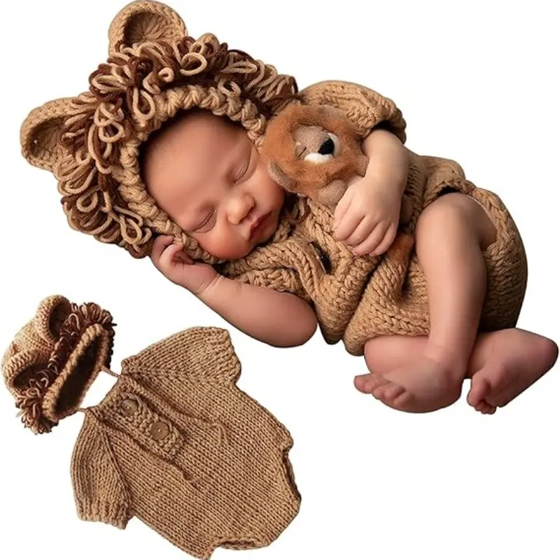Newborn Photography Props Outfits Knitted Lion Hats Tail for Baby Boys Girl | Newborn Boy Girl, Photo Shoot Outfits, Infant Knit Clothes,Baby Photoshoot Props
