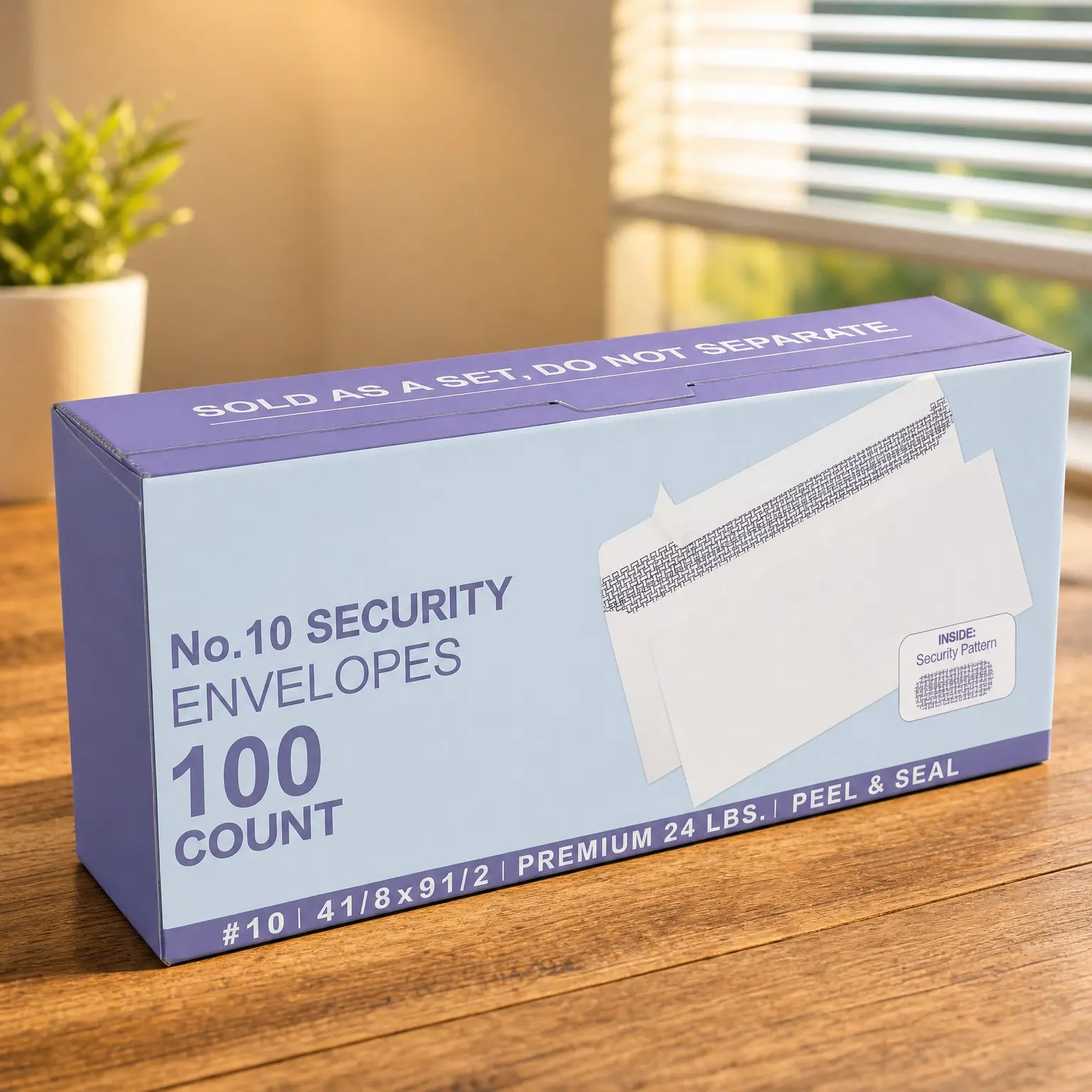 #10 Security Self-Seal Envelopes - Windowless, Security Tinted, Printer Friendly, 4-1/8 x 9-1/2 Inch, White, 24 lb, 100 Pack(Gift)
