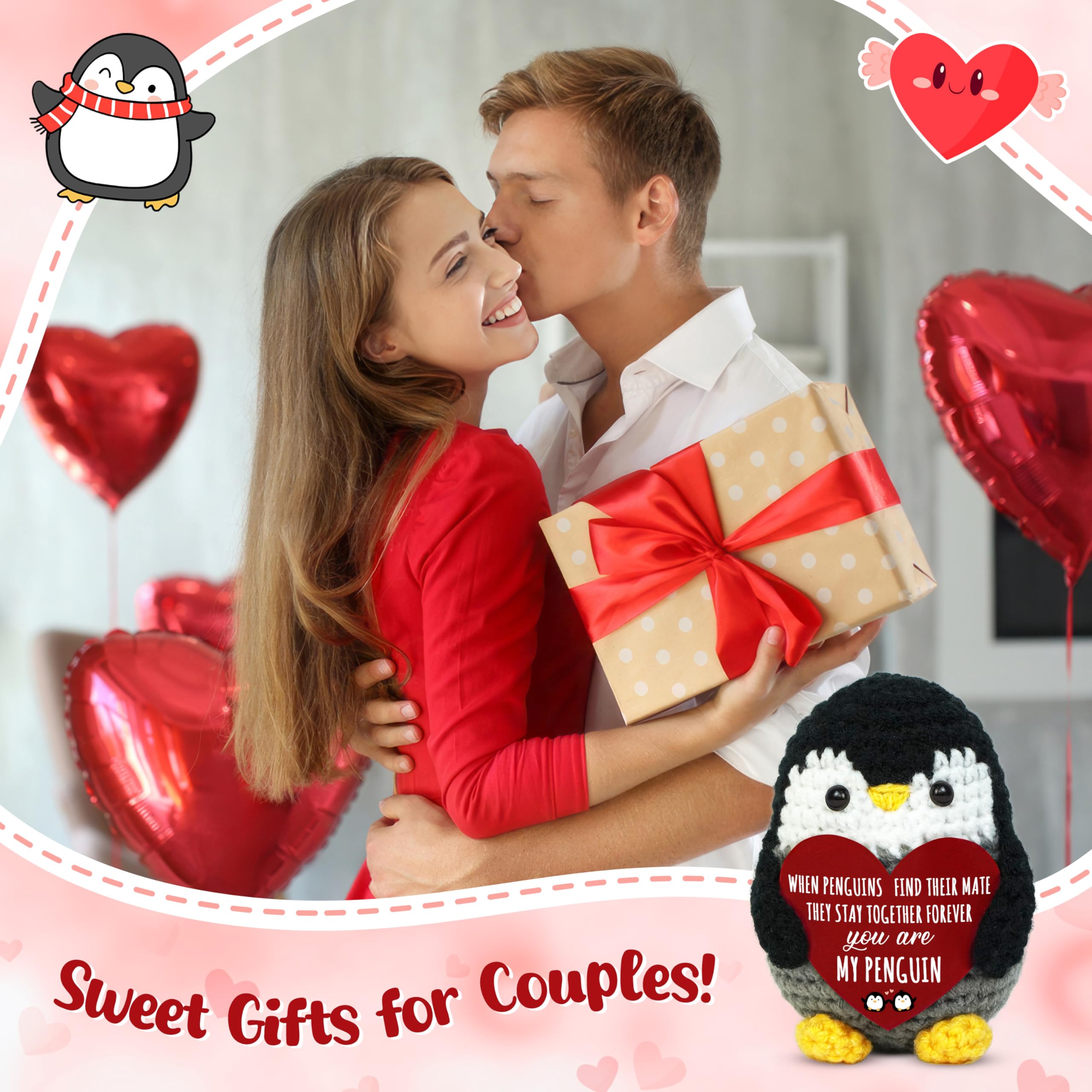 Cute Hand-Knitted Mini Penguin Plush, Emotional Support Stuffed Animal, Soft Stress Relief Toy, Perfect Christmas Presents & Holiday Gifts, Birthday Gifts for Women Men, Teacher Appreciation Gifts, Portable Desk Decor, Bag Charm Keychain, Healing Companio