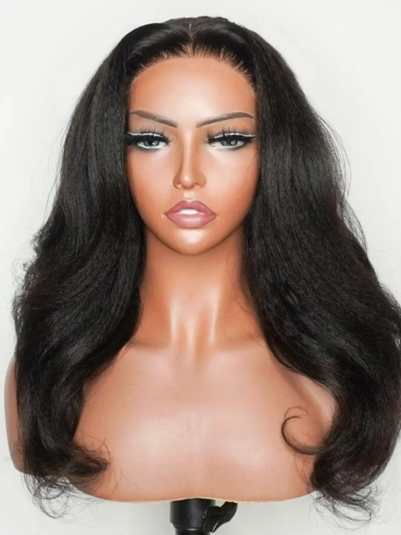 High-Quality Natural Long Wig, Soft 30-Inch 180% Density Lace Front, Curly Yaki Wave, Pre-Plucked for Daily Use, Women's Hairpiece, Curly Wave Synthetic