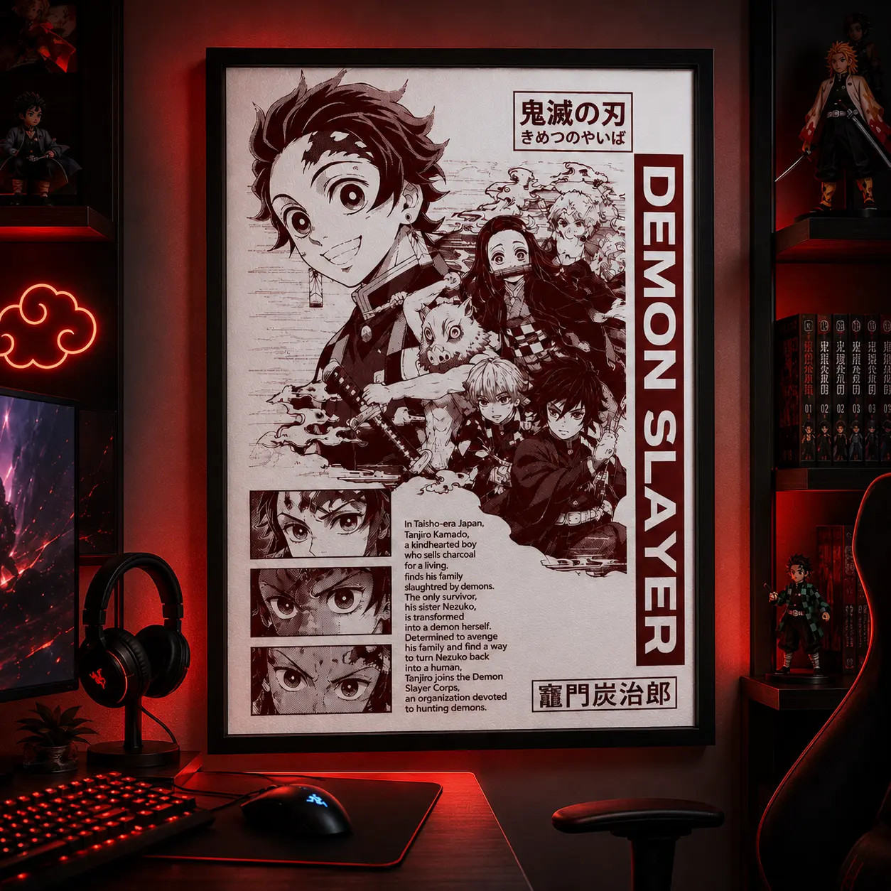 Friends Demon Slayer Anime Poster, Friends Kimetsu No Yaiba Tanjiro Nezuko Inosuke Zenitsu Anime Posters Decor Photo, Canvas Wall Art, Canvas Prints, Framed Canvas, Unframed Canvas, Room Wall Decor, Bedroom Decor, Gaming Room Decor, Otaku Room Decor