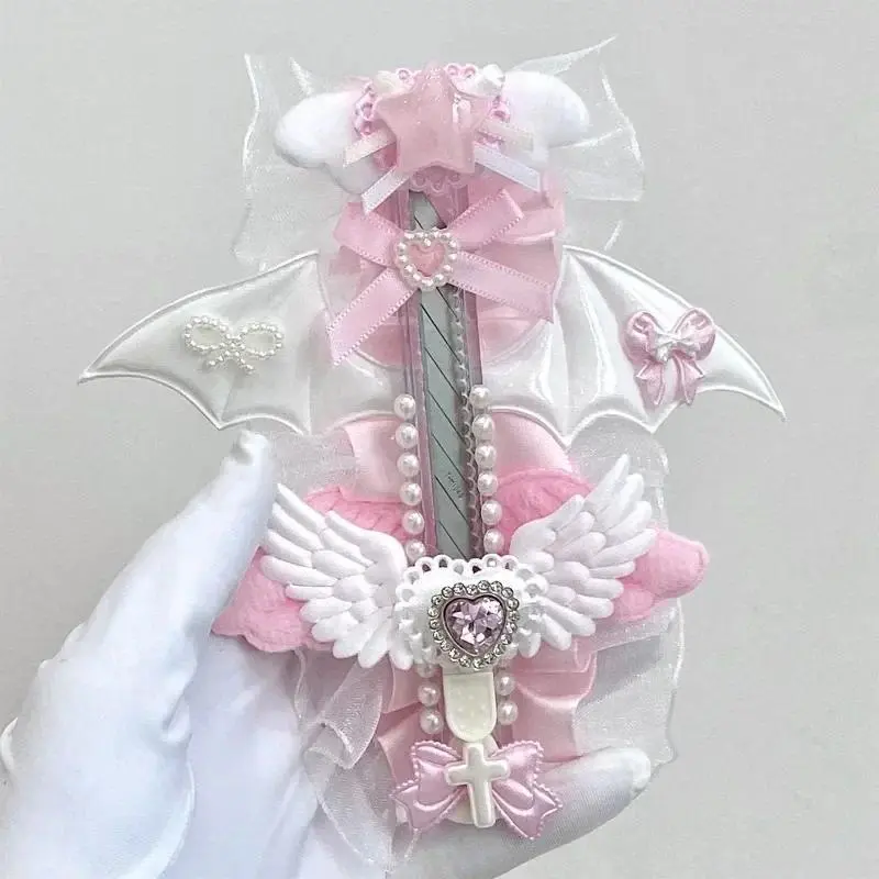 1 Piece Sweet Pink Utility Knife Korean Y2K Wings Bow Heart Style Box Cutter Scrapbook Paper Cutter Student Portable Cute Knife
