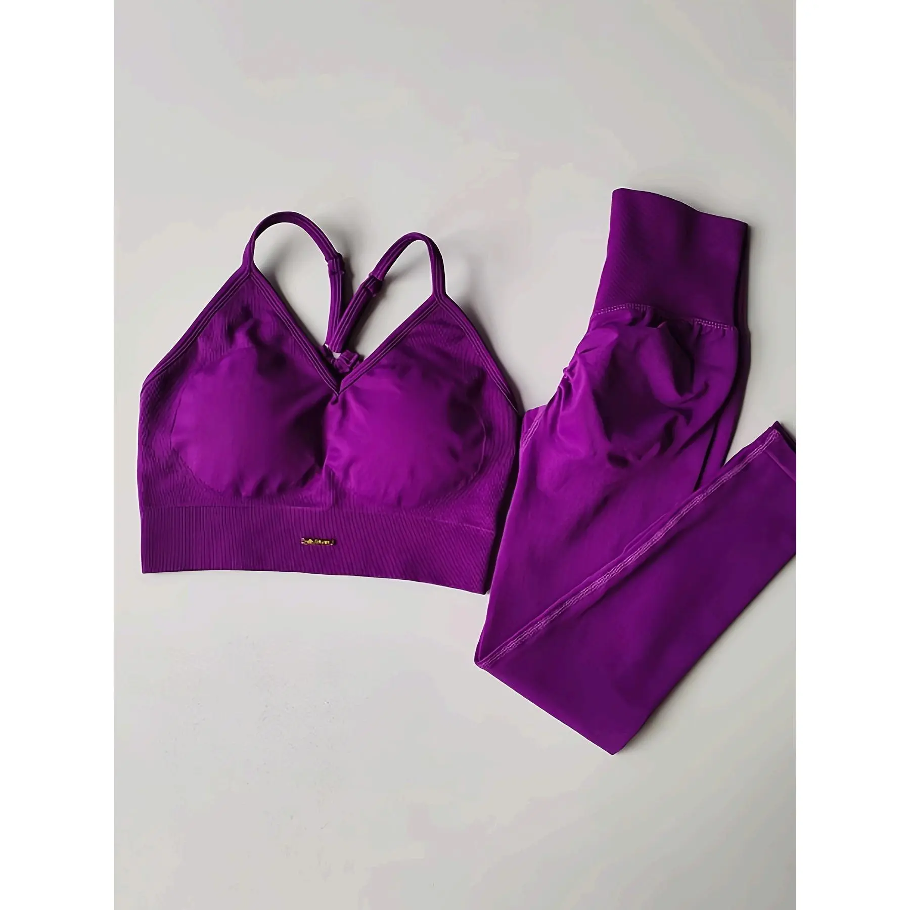 Women's Seamless Shockproof Sports Bra & High-Waist Butt-Lifting Leggings Set - Quick-Dry, Nylon Elastane, Machine Washable, Perfect for Running & Fitness
