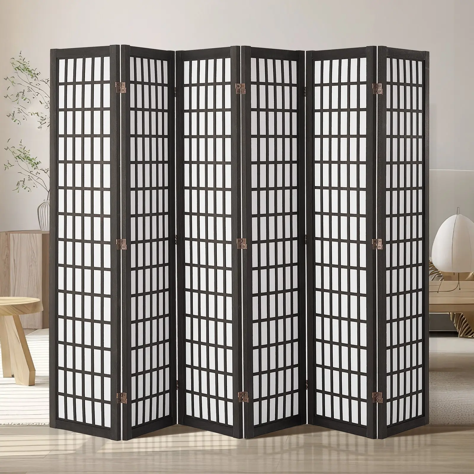 【DealsForYouDays】VEVOR Room Divider, 6 Panel Japanese Room Divider, Folding Privacy Screen Indoor, Portable Partition Dividers and Decoration Screens, for Room Separation, Home, Office, Restaurant Bedroom (Black)